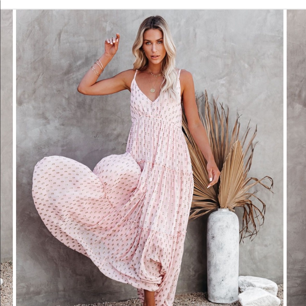 Vici Fathoms Below metallic maxi dress
